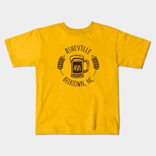 Beertown Asheville, NC - Brown 03 Kids T-Shirt
